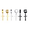 Joyería de comercio electrónico transfronterizo pendiente de aro de acero inoxidable con cruz de 40 mm dorado negro plateado agujero de oreja ED-224