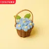 Cesta de Flores Pomposas Creativa Regalo para el Día del Maestro, Regalo de Flores Tejidas a Mano Cálido y Delicado, Regalo Pequeño Creativo y Práctico