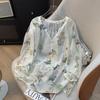 Foto Real de Camisa Floral Leve Respirável de Verão com Decote V Estilo Francês Tamanho Grande para Mulheres Gordas mm Nova Blusa