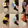 Dulce Atmósfera de Vacaciones en la Playa junto al Mar con Flores de Hibisco de Colores, Pasadores Bohemios de Plumeria y Accesorios Florales para el Cabello