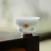 Xícaras de Chá de Porcelana Branca, Argila de Jade Pintada à Mão das Dinastias Tang e Song com Design de Hibisco, Xícaras de Chá de Cerâmica em Forma de Cabaça, Conjuntos de Chá Kung Fu, Xícaras de Chá Domésticas para Beber Chá e Degustar Chá