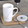 Taza de Cerámica con Tapa y Cuchara de los Doce Signos del Zodíaco, Vaso de Agua para Pareja, Regalo Personalizado con Foto y Logo, Modelo de Porcelana Blanca para Pareja