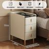 Mesa de noche inteligente pequeña ultraestrecha de madera maciza, lujo ligero, moderna, simple, para dormitorio, hogar, carga inalámbrica, mesa de noche de pizarra