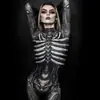 FD518 transfronterizo nuevo 2022 popular estampado Halloween horror esqueleto humano uniforme mono ajustado para mujer
