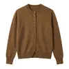Chaqueta de Cuello Redondo de Manga Larga Color Café de Nicho de Moda Estilosa Holgada de Temperamento Versátil Top Nuevo Llegado Otoño 2026