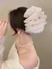 2026 Nuevo Estilo Pinza para el Cabello con Lazo Grande de Terciopelo Rojo, Accesorio para el Cabello para Niñas, Tocado de Princesa Nupcial de Borla de Alta Gama