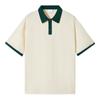 Camisa Polo Color Bloqueado Hombro Caído 100% Algodón Hilo Doble 240g Marca de Moda Manga Corta Hombro Caído Uniforme de Clase con Bordado de Logo Impreso