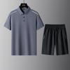 Traje Casual de Verano para Hombres de Mediana Edad y Mayores, Camiseta Deportiva de Manga Corta para el Día del Padre, Pantalones Largos, Conjunto de Tres Piezas de Talla Grande para Papá