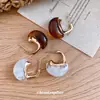 Pendientes Geométricos en Forma de C de Resina Estilo Retro Maillard, Pendientes de Lujo Ligero de Gama Alta, Pendientes Exquisitos Modernos y Personalizados para Mujer