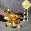 Fruta de Marfil con Símbolo de Tres Ovejas Chapado en Oro Simbolizando Prosperidad, 10*9*4.5cm, Artesanías Decorativas para el Hogar y el Coche, Juego de Caja de Regalo