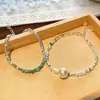 Pulsera de Cuentas de Colores y Plata Rota para Mujer Diseño de Nicho Pulsera Linda Dulce de Alto Nivel Chica Caliente Pulsera de Verano