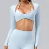 Cárdigan largo de manga larga para mujer, ecológico, de poliéster-spandex reciclado, para yoga, corte ajustado con tiras, prenda exterior para fitness, cubrepiernas deportivo transfronterizo