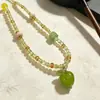 Paraíso de Manzana Verde Estilo Bosque Fresco Hecho a Mano con Cuentas Cadena Verde para Clavícula Collar Gargantilla Infantil Verde Bosque Manzana Verde