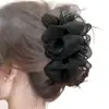 Grampo de Cabelo Grande de Malha Preta de Alta Qualidade para Cabelos Grossos, Coque Completo na Parte de Trás da Cabeça, Acessório de Cabelo Tipo Presilha Tubarão