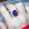 Anel de Moissanita Colorido de Luxo com Diamante de 5 Quilates Atacado Europeu Americano Exagerado Colorido Clássico Anel de Diamante Modelo Mais Vendido Atacado