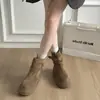 Botines altos modernos y elegantes para personas bajitas, nuevo modelo 2026, con suela gruesa, en la serie de colores Maillard, botas de moda retro de ajuste ceñido