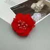 Flores de Gasa al por Mayor de 8 cm Accesorios para el Cabello de Niños Flor Grande con Pedrería de Epoxy Cosida a Mano Flor Decorativa Grande para Vestido de Novia Ramillete