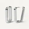 Pendientes rectangulares de costilla personalizados de plata esterlina S925 para mujer, de lujo ligero, de alta gama, de moda industrial pesada, transfronterizos.