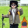 Jaqueta Forrada com Fleece para Meninos Outono e Inverno 2025 Novo Casaco Parka Espesso Infantil Roupas de Algodão de Inverno Tendência