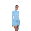 Moda transfronteriza europea y americana para mujer otoño nuevo elegante manga larga cuello redondo color liso ajuste ceñido bodycon vestido sexy venta al por mayor