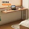 Escritorio estrecho de pared para estudiantes, escritorio de escritura para estudio en casa con estantería integrada, escritorio pequeño para computadora, mesa larga para dormitorio o mesita de noche