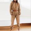 Moda Europea y Americana Otoño e Invierno Tops de Felpa con Capucha de Manga Larga para Mujer Pantalones de Cintura Elástica Conjunto Casual de Dos Piezas