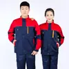 Conjunto de ropa de trabajo de manga larga de poliéster-algodón para hombres y mujeres, ropa de protección laboral para talleres de reparación de automóviles, talleres de fábrica, con tiras reflectantes, top de manga corta