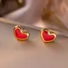 Colar Feminino de Aço Titânio Esmalte Vermelho Doce Amor High-end Luxo Leve Corrente para Clavícula All-match Estilo Exquisito de Dama suit