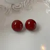 Pendientes de Tuerca de Bola de Gota de Aceite de Aguja de Plata Vintage Estilo Hong Kong Elegantes Versátiles Moda Pendientes de Gama Alta Al por Mayor para Mujeres
