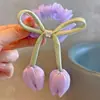 Elástico de Cabelo Grande de Tulipa de Primavera para Crianças, Corda de Cabelo Bola na Nuca de Menina, Acessório de Cabeça com Flor Novo 2025