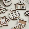Adornos de Navidad Casa de Madera Tallada Nórdica Decoraciones Colgantes Árbol de Navidad Copo de Nieve Piezas para Exhibición en Ventana DIY Decoraciones de Navidad