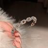 Pulsera Geométrica Abierta Incrustada con Diamantes, Lujo Ligero, Gama Alta, Pulsera de Moda Personalizada, Elegante, Simple y Versátil para Mujer