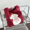 Bolso Cruzado de Peluche con Muñeco de Nieve Estilo Coreano Otoño e Invierno Bolso Tote Grande con Bordado de Perro Lindo para Mujer