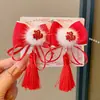 Accesorios para el Cabello Rojos de Año Nuevo Ambiente Festivo Pasadores con Borlas Estilo Antiguo Hanfu Pinzas Dobles Pasadores de Moño para Niños Tocado