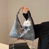 Mochila Design Sense Pequena Crowdsourcing Bolsa Feminina High-end Sense Grande Capacidade Denim Tote Bolsa de Ombro Único Mochila Multiuso Crossbody