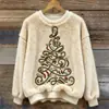Nueva estación independiente transfronteriza Amazon patrón estampado 3D Navidad franela sudadera de cuello redondo para mujer para otoño e invierno
