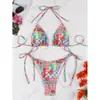 Traje de baño de dos piezas transfronterizo para mujer, bikini sexy nuevo estampado de Amazon, traje de baño de tirantes, estilo europeo y americano, nuevo modelo 2026