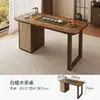 Nueva Mesa de Té para Balcón Estilo Chino con Bandeja de Té de Piedra Almacenamiento de Tetera Soporte para Té Mesa Pequeña para el Hogar Madera Maciza Mesa Simple para Preparar Té