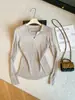 Blusa de tricô canelada de manga comprida estilo coreano para mulheres, nova camisa básica slim fit de outono com meia-botoadura em preto