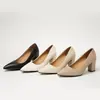 Otoño 2026 Nuevo Estilo Coreano Trabajo Casual Moda Tacones Altos Punta Fina Tacón Grueso Zapatos de Salón Bajos para Mujer Dropshipping