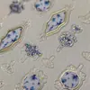 Adesivos de Unhas com Padrões de Porcelana Azul e Branca, Folha de Ouro e Prata Estilo Chinês Design de Formiga Decorações de Unhas Atacado Yt7743