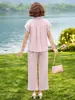 Conjunto de verano para mamá, elegante conjunto de dos piezas de blusa de gasa, nuevo modelo 2026, moderno conjunto de dos piezas con top de manga corta para mujeres de mediana edad y mayores