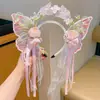 Nueva Diadema de Mariposa Accesorios para el Cabello con Borlas de Hada Princesa Diadema para Niñas Accesorios para la Cabeza Tocado Tocado de Hada de las Flores