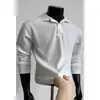 Colección Otoño 2026: Camisa polo extragrande estilo Hong Kong con cuello mao y manga larga, tallas M-5X, HT26933-Extra P26