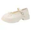 Venda Quente Branco Retro Sola Grossa Pequenos Sapatos de Couro Feminino 2026 Nova Primavera Combinam com Saias Aumentam a Altura Mary Janes Franceses Sapatos Únicos