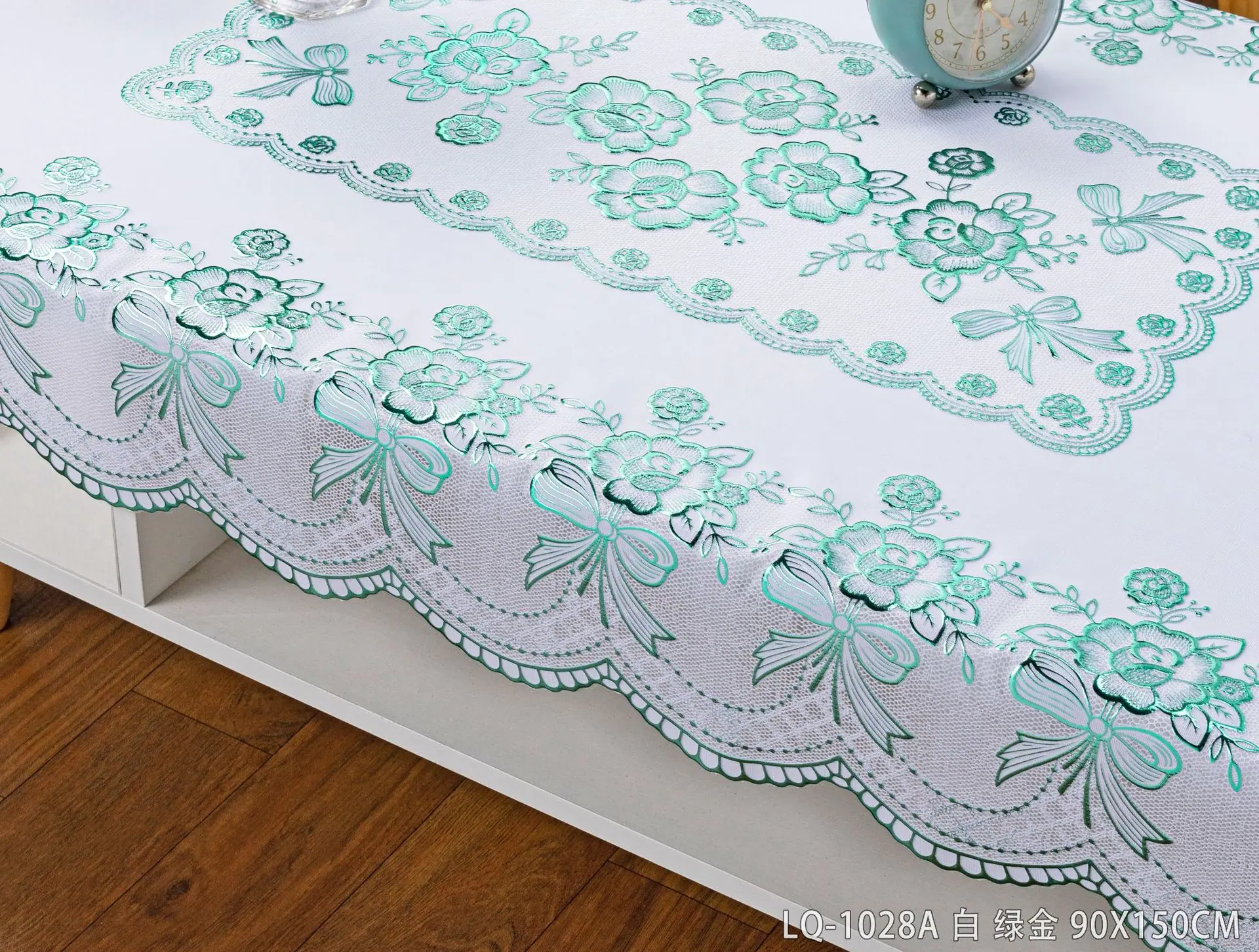 LQ-1028A 白 绿金 90X150CM (3)