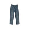 Shengdu Otoño/Invierno Nuevo Estilo Japonés Casual Jeans de Papá Forrados de Polar en Blanco Crudo para Figuras Petitas con Corte Ajustado