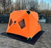 Tienda cuadrada acolchada multicapa para pesca en hielo con faldón de nieve extendido, a prueba de viento, para campamentos de pesca de invierno y actividades de team building, disponible para compra al por mayor y tamaños personalizables
