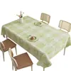 Mantel de Cuadros Fresco y Sencillo, Impermeable, Resistente al Aceite, Resistente al Calor, Resistente al Desgaste, Lavable, Verde y Refrescante, Adecuado para Mesas Largas