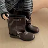 Botines Negros de Tacón Grueso para Mujer Otoño 2026 Nuevos Botines Versátiles Estilo Coreano para Faldas y Pantalones